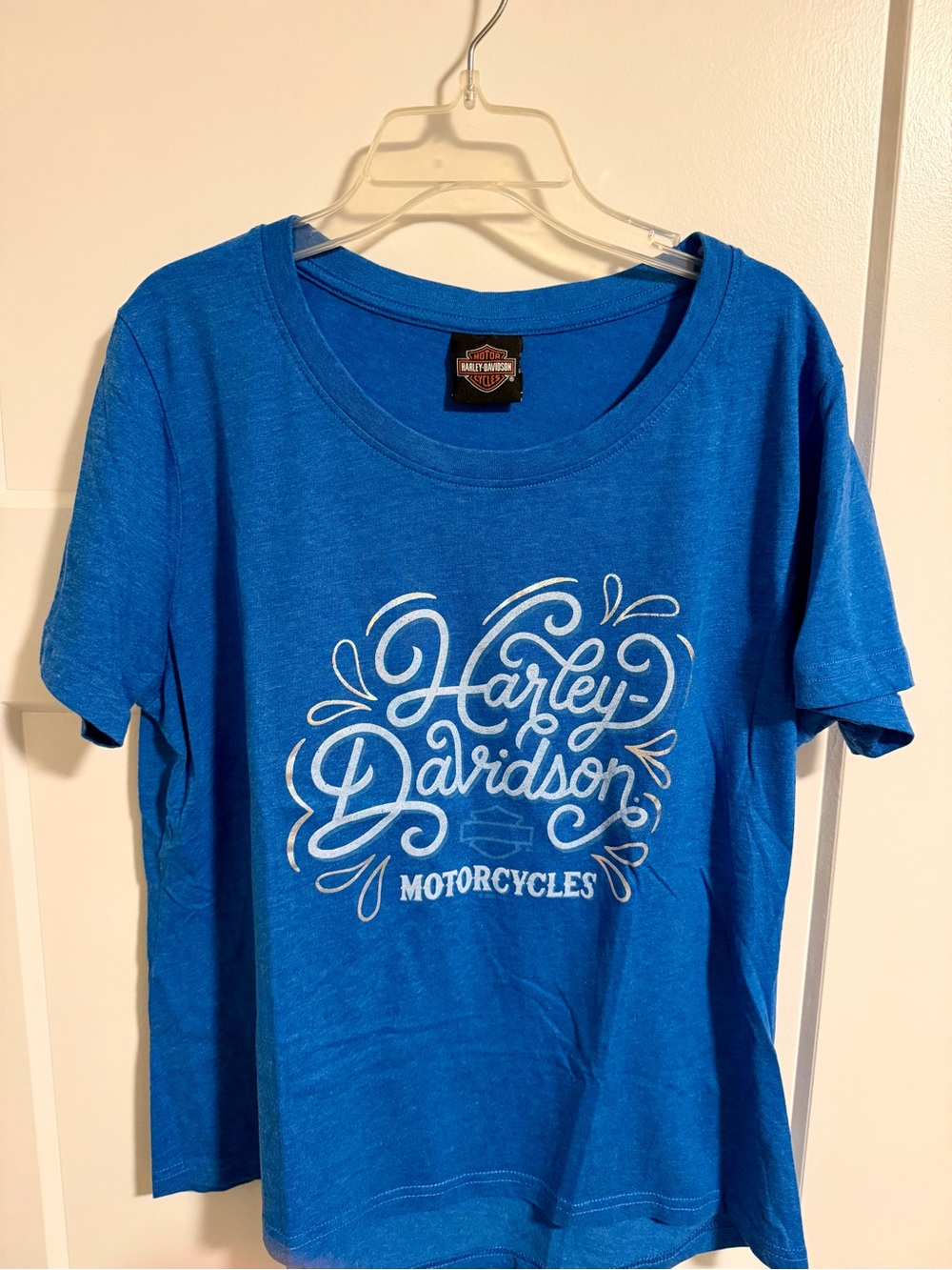 Harley-Davidson Women's XL Royal Blue Graphic Tee with White Script